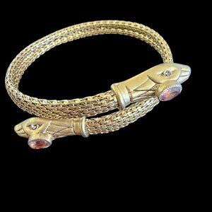 Gold Tone, Egyptian Style, Serpentine Head,  Cuff Bracelet, - Stella & Dot